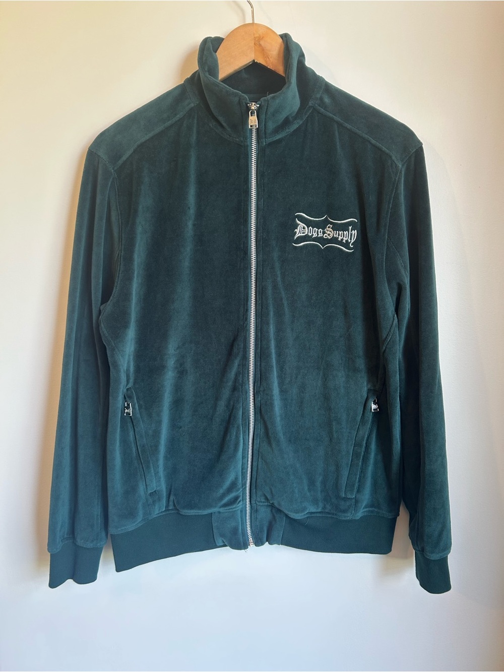 Dogg Supply by Snoop Dogg Emerald Green Velour Track Jacket Streetwear Small S